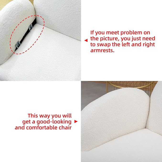 Sillón Naranja de Piel de Oveja Acogedor para Dormitorio y Sala miniatura 8