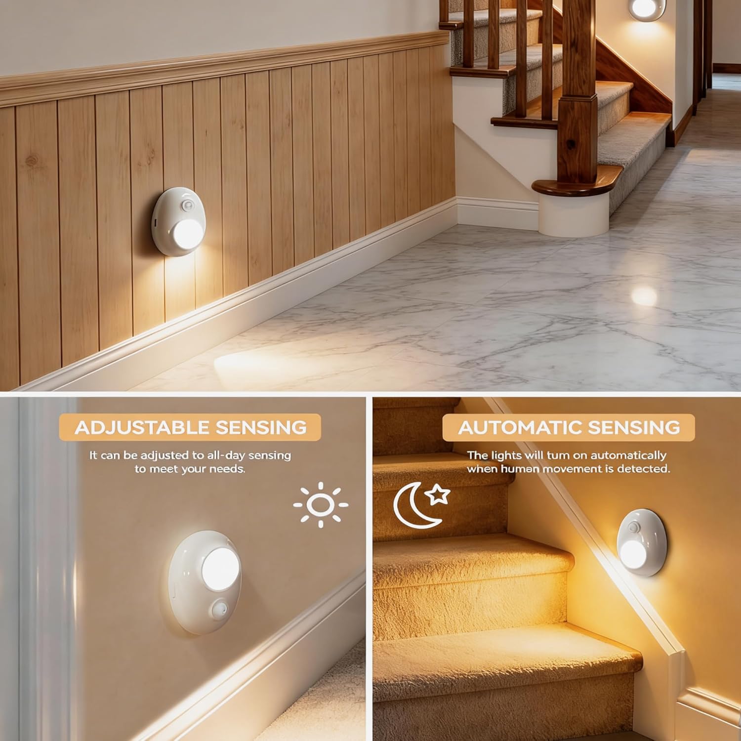 Luimos Motion Sensor Night Light, 2.7 Inch Wireless Rechargeable LED Puck Light, 500mAh 14H Runtime, 3 Color Modes Dimmable Closet Light for Kitchen Cabinet Wardrobe Stairway