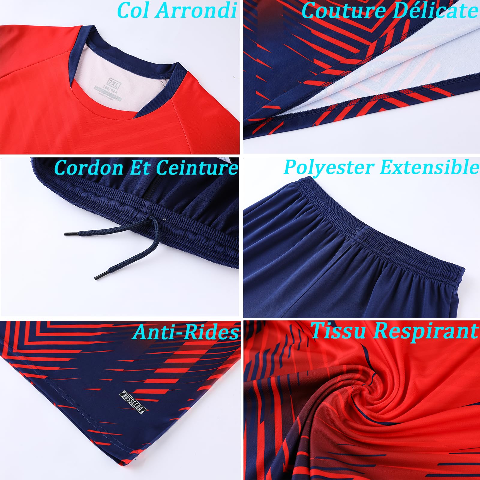 Maillot de Foot Enfant Personnalis Ensemble Foot Enfant Adulte T-Shirt et Shorts Maillot de Foot avec Nom Numéro Logo de l'équipe