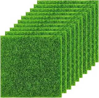 KAHEIGN 10Pcs Artificial Grass Mat, 15CM x 15CM Realistic Garden Lawn Life-Like Fairy Artificial Grass Garden Micro Grass Turf Rug for Miniature Garden Ornament Dollhouse Decoration