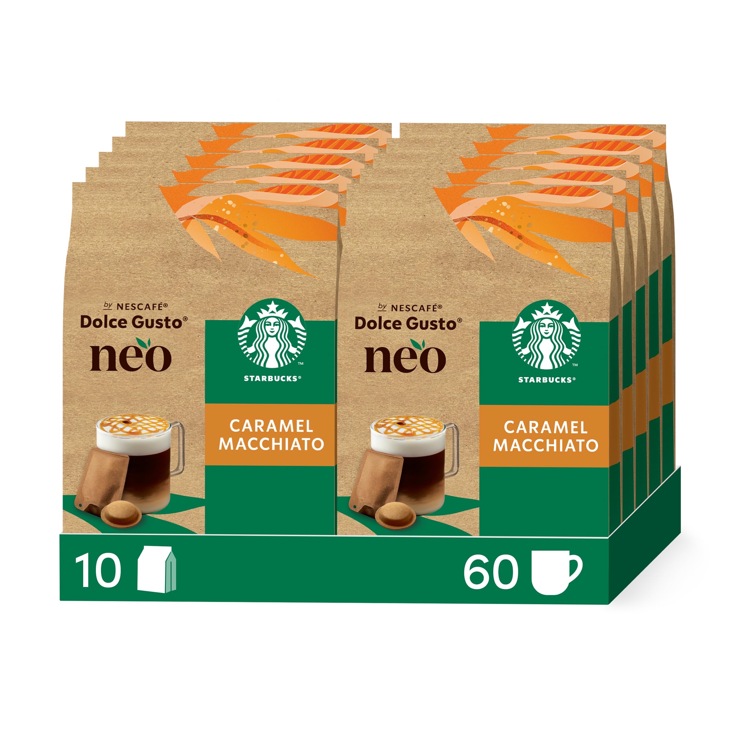 NEO Starbucks® Caramel Macchiato par NESCAFÉ® Dolce Gusto® - 30 Tasses - Compatibles uniquement avec les machines à café NESCAFÉ® Dolce Gusto® NEO (Pack de 5)