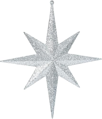 Vista 17 de Vickerman Adorno de Navidad de estrella de Belén con purpurina iridiscente de oro rosa de 8 pulgadas, 4 por caja