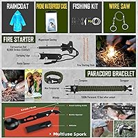 Vista 7 de Juego de supervivencia, 268 piezas, equipo y suministros de emergencia de supervivencia con kit de primeros auxilios, hacha de campamento, linterna
