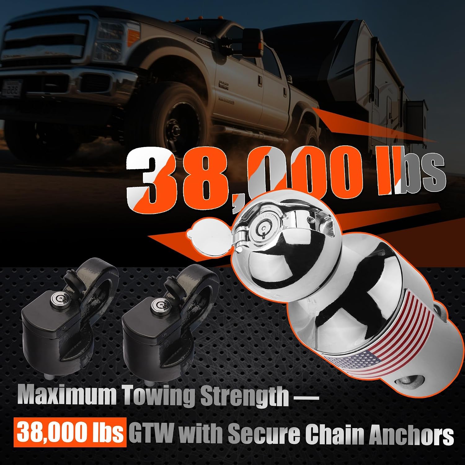 Anti-Theft Lock 60692 Puck System Gooseneck Hitch Kit with Suitcase for Silverado 2500/3500HD, Sierra 2500/ 3500HD, F250/F350 Both gooseneck Ball and Satefy Chain Anchors with Locks