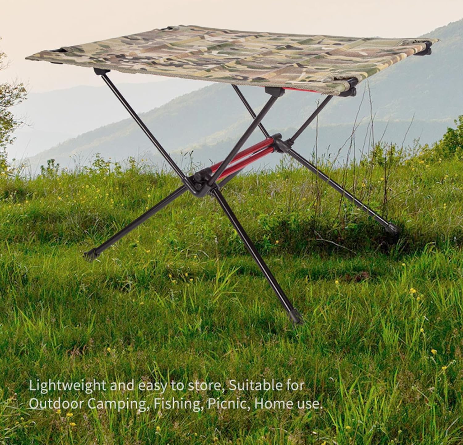 Portable Camping Table, Lightweight Folding Oxford Fabric Aluminum Table Small Compact Camp Table with Carry Bag for Indoor Outdoor Grill Picnic Fishing Travel Hiking,A