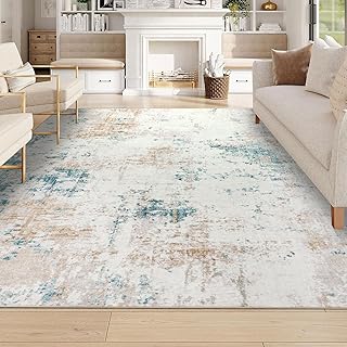 Homcomodar Extra Large Rugs for Living Room 160x230cm Beige Washable Carpet Rugs with Rubber Backing Non Slip Kids Carpet for Bedroom Playroom Nursery Dining Room