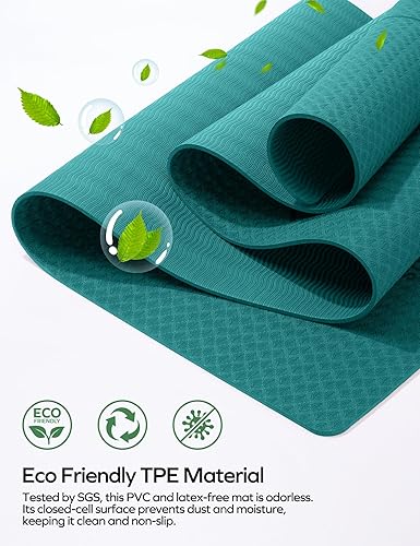 Miniatura 6 de Ewedoos Esterilla de Yoga Ecológica con Marcas de Alineación, Esterilla de Yoga TPE Antideslizante para Yoga Caliente, Gruesa 1/4'', Superficies