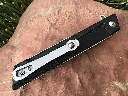 Miniatura 5 de TACTICAL GEARZ Cuchillo plegable de bolsillo para EDC! Mango G10! Hoja Tanto de acero D2! Incluye funda! (Nyx)