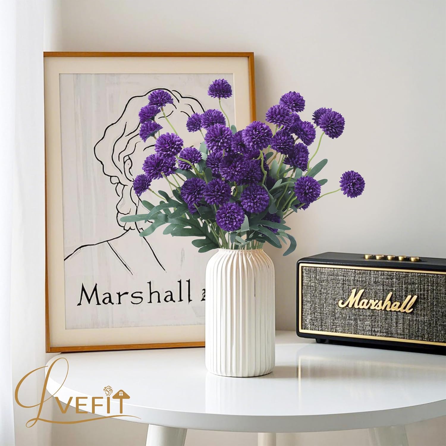 LVEFIT 10 Pcs Purple Kiku FlowerFake Mums Long Stem Flowers,Faux Kiku Flower Bulk,Silk Flowers Mini Chrysanthemum Floral Arrangements,Artificial Flowers Chrysanth Mini Fake Flower