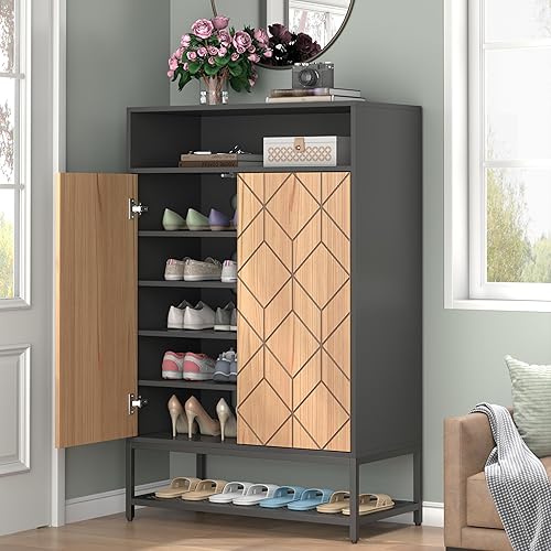 Miniatura 3 de Shoe Organizer with Doors, Shoe Storage Cabinet with Adjustable Shelves for Entryway, 7-Tier Entryway Shoe Rack Storage for Hallway, Closet, Living