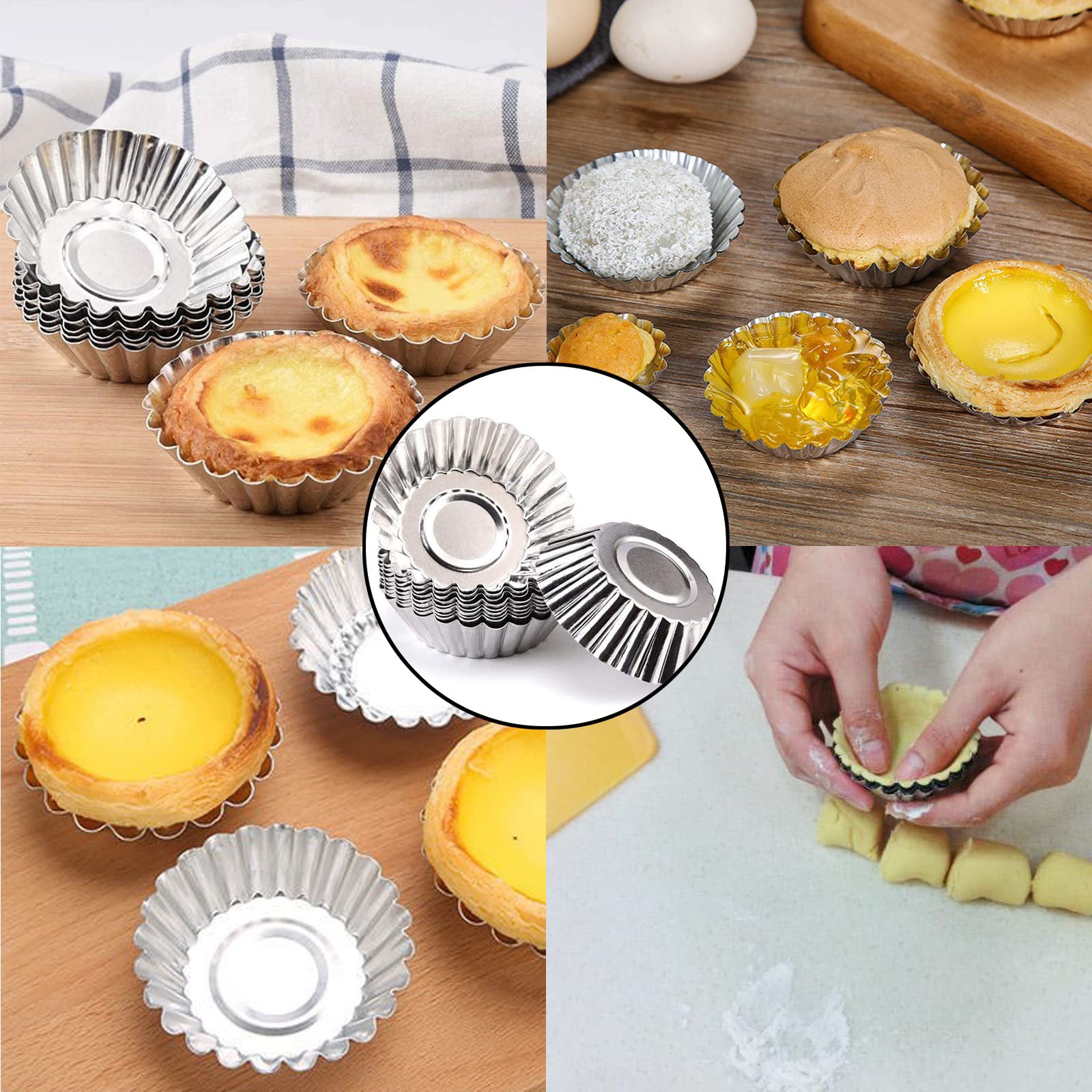 Alluminio Alimentare Stampini Per Cupcake In Alluminio – Set Da 20 Pezzi, Antiaderenti, Riutilizzabili, Ideali Per Muffin, Crostate E Torte Piccole Coppapasta Tondi