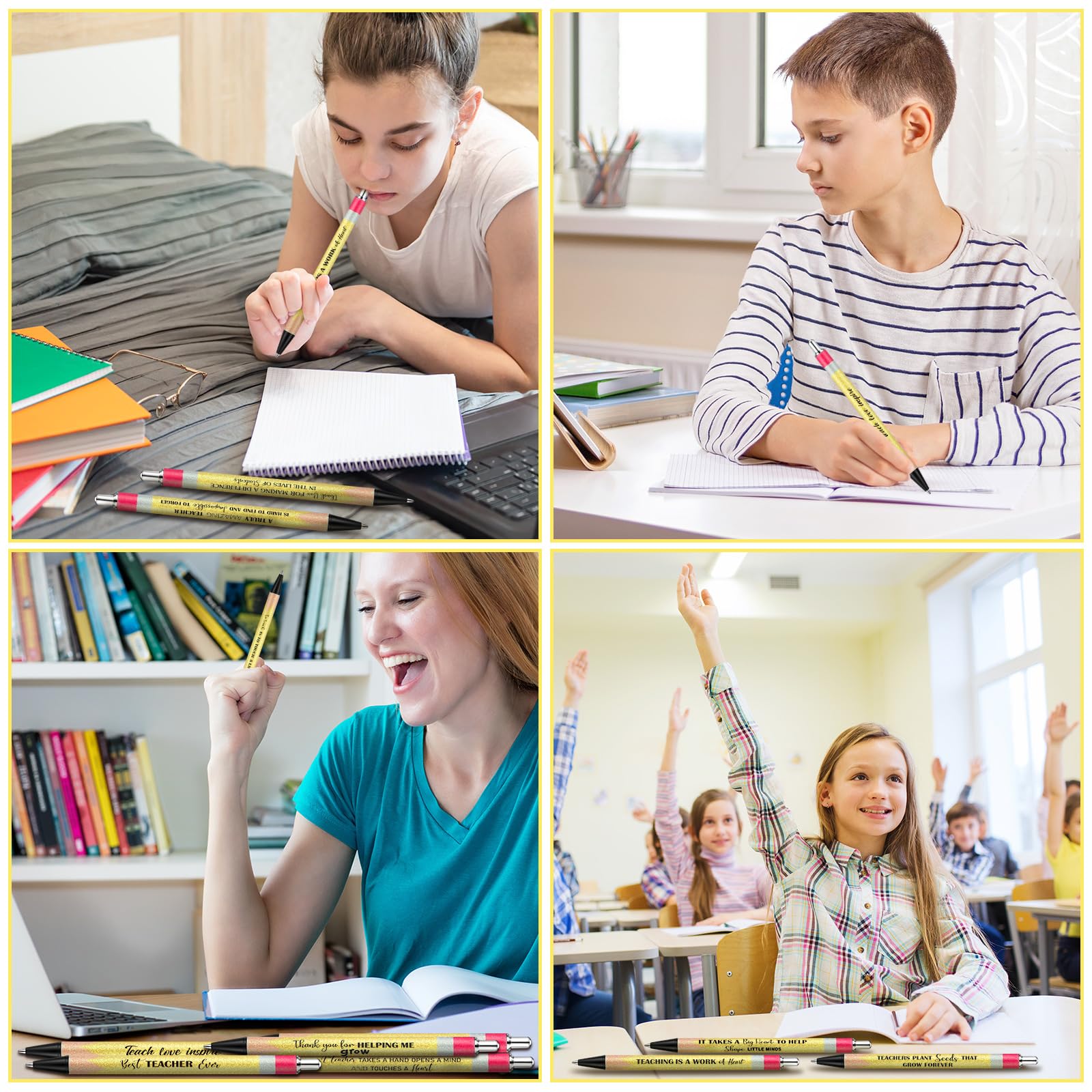 Motipuns 30 szt. długopis prezentowy z napisem "Powrót do szkoły, dla nauczyciela", luzem, metalowy, brokatowy, inspirujący, czarny atrament, chowany długopis, na pierwszy dzień szkoły, upominki