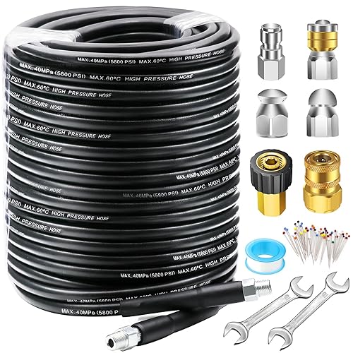 150FT Sewer Jetter Kit for Pressure Washer, 5800PSI Drain Cleaner