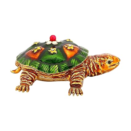 NM White Metal Tortoise Gold Plated Stone Decoration Figurine