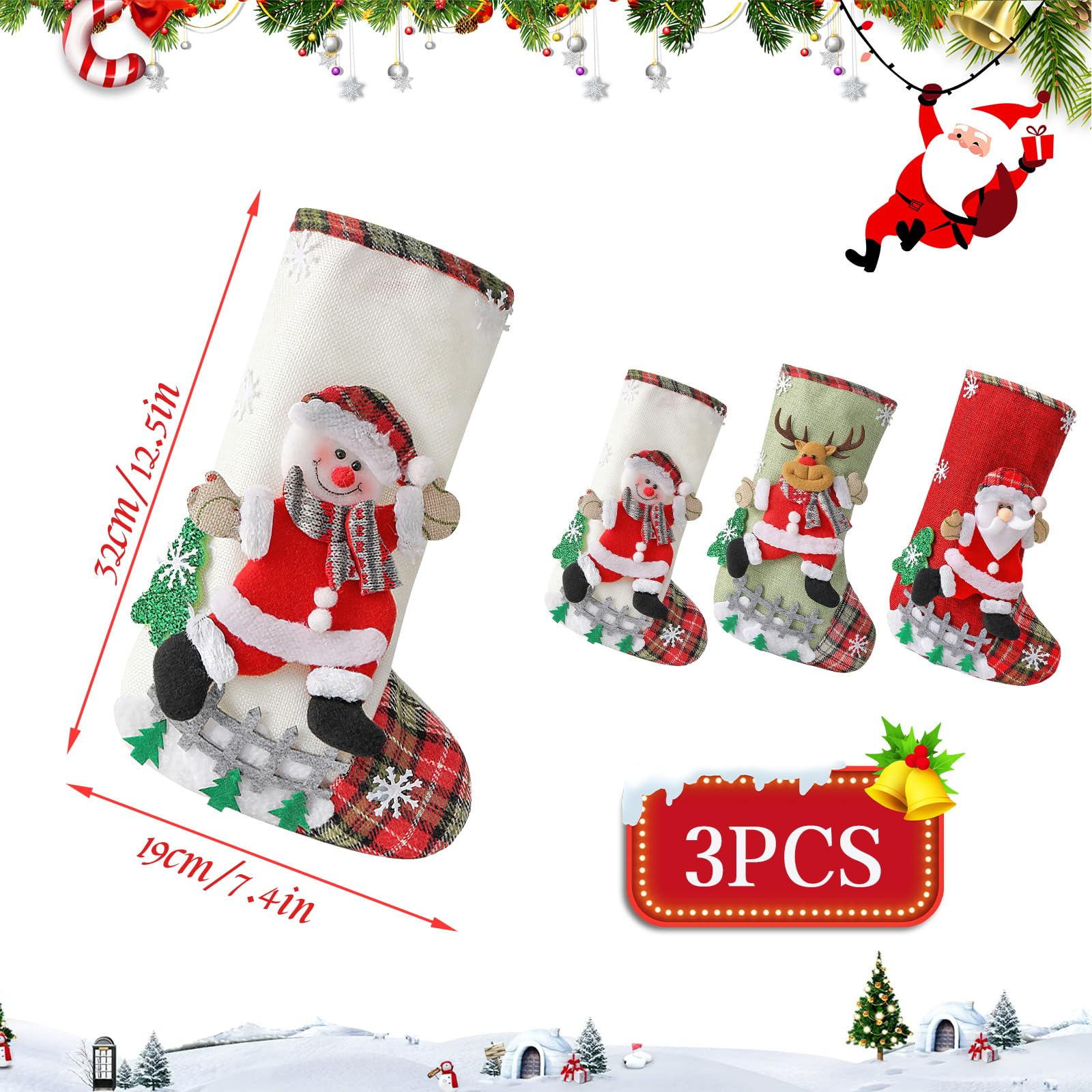 BUGUUYO 1 Chaussette De Noël Avec Pendentif En Forme De Sac