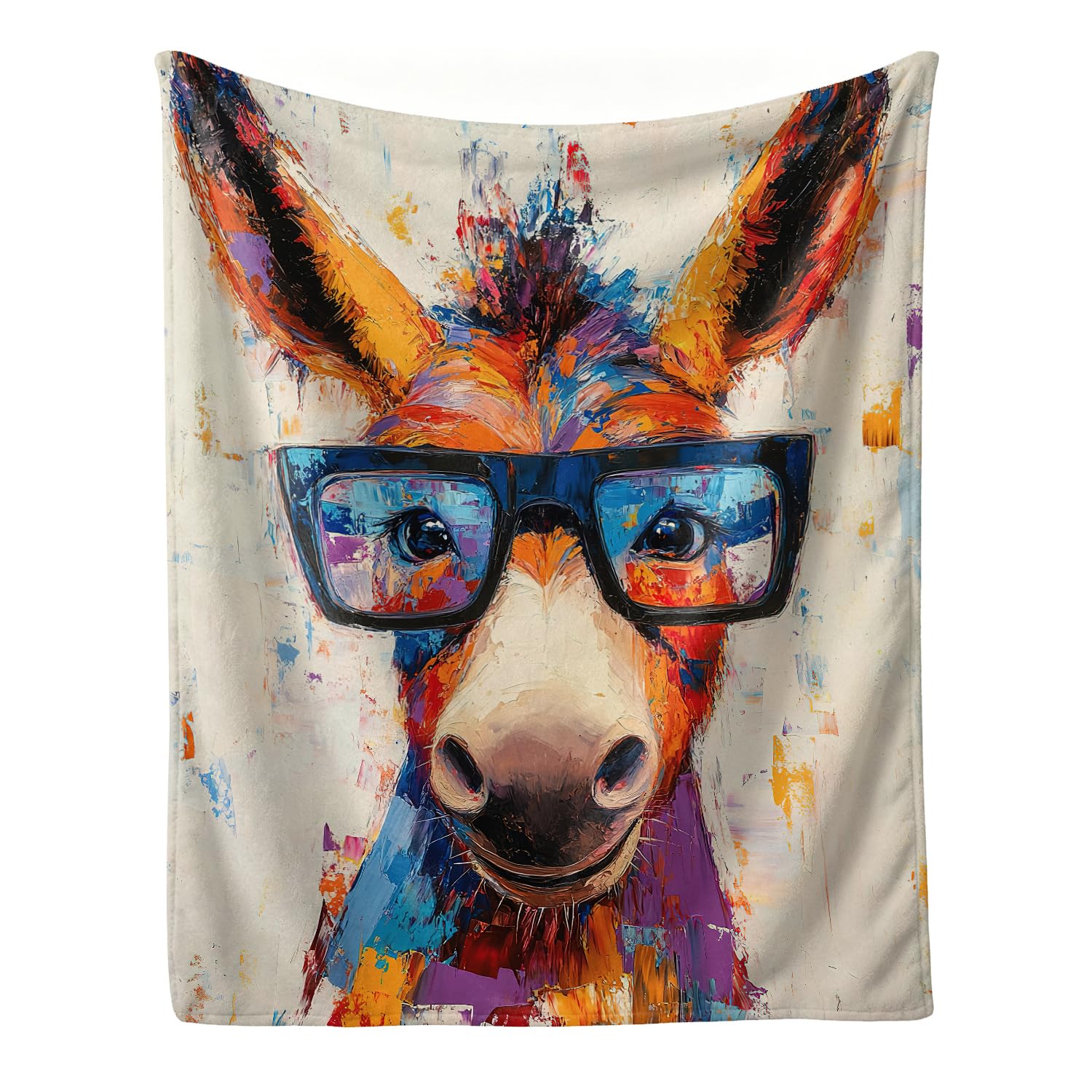 Graffiti Donkey Throw Blanket Abstract Farm Animal Soft Plush 40''X50''