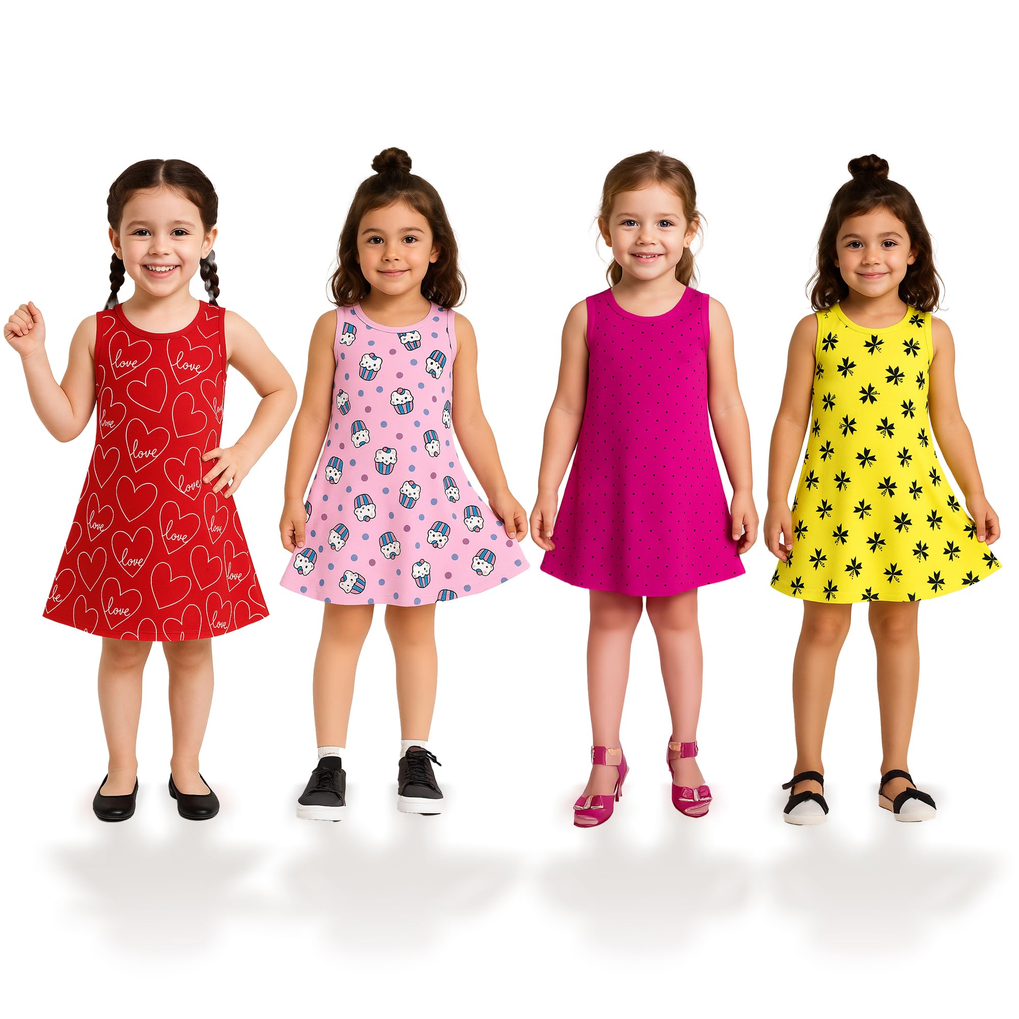 clap Baby Girl's Midi Dress (Pack of 4)-picture-58