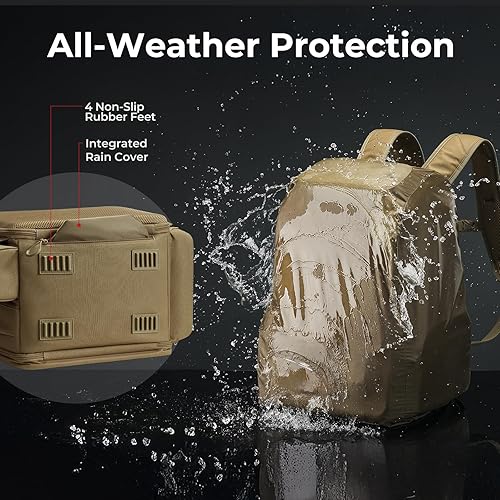 Miniatura 3 de Piscifun Mochila para equipo de pesca de 52L con soportes para cañas y 4 cajas de aparejos, bolsa grande de aparejos para almacenamiento