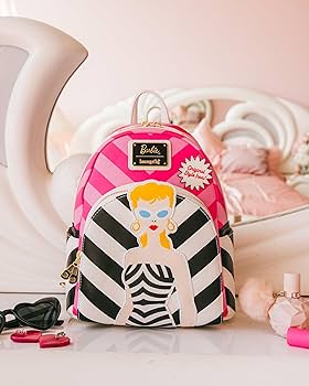 Amazon.com: Loungefly Barbie 芭比65 週年:芭比迷你背包,亞馬遜