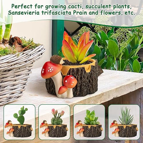 Miniatura 3 de Yiiwinwy Hedgehog - Macetas para suculentas con agujero de drenaje, macetas para plantas de interiorcactus  suculentas, maceta de interior regalo