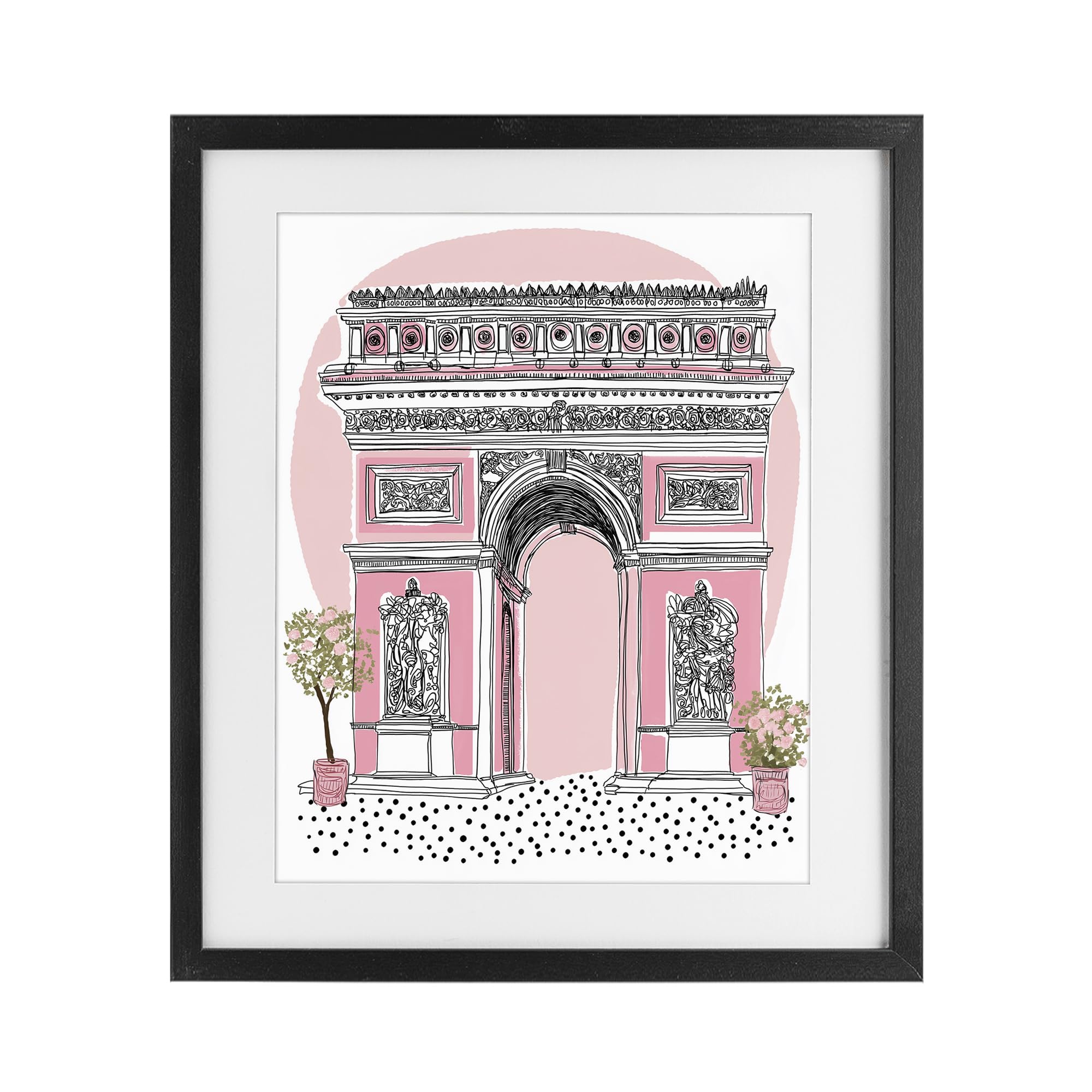 Stupell Industries 'Pink Neoclassical Archway', Framed Print Under Glass, Black, 13 x 16 Inches, Easy to Hang and Sturdy, Made in USA, by Jess Stempel