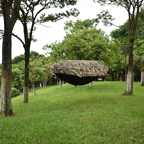 Miniatura 4 de WintMing - Hamaca con mosquitera y cubierta para moscas de lluvia, 3 en 1, hamaca de campamento, 440 libras de carga