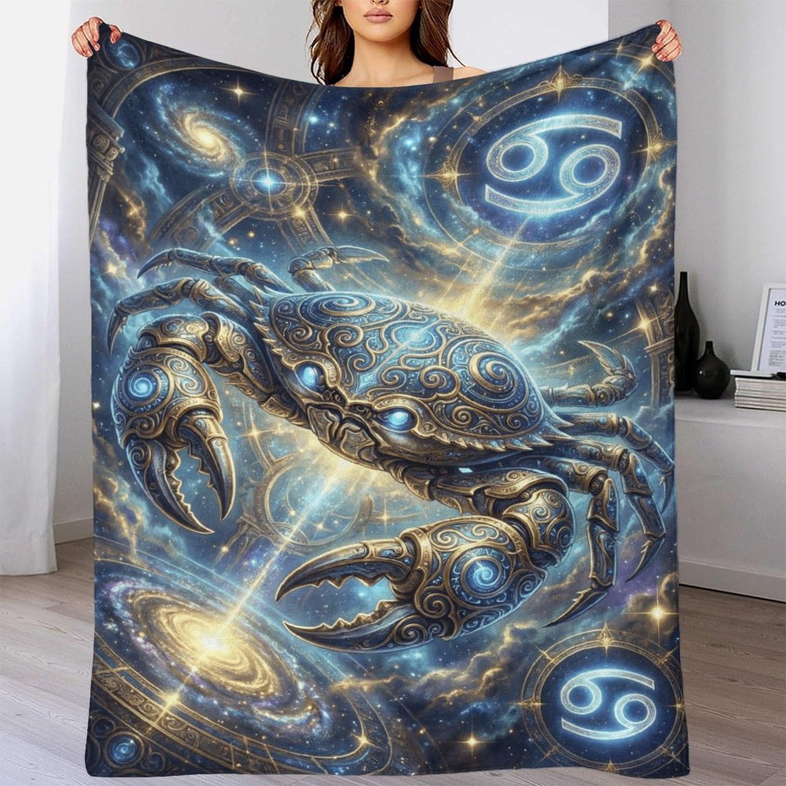 W7C8U2X3 Zodiac Cancer for for Warm Throw Blanket, Camping Car Travel