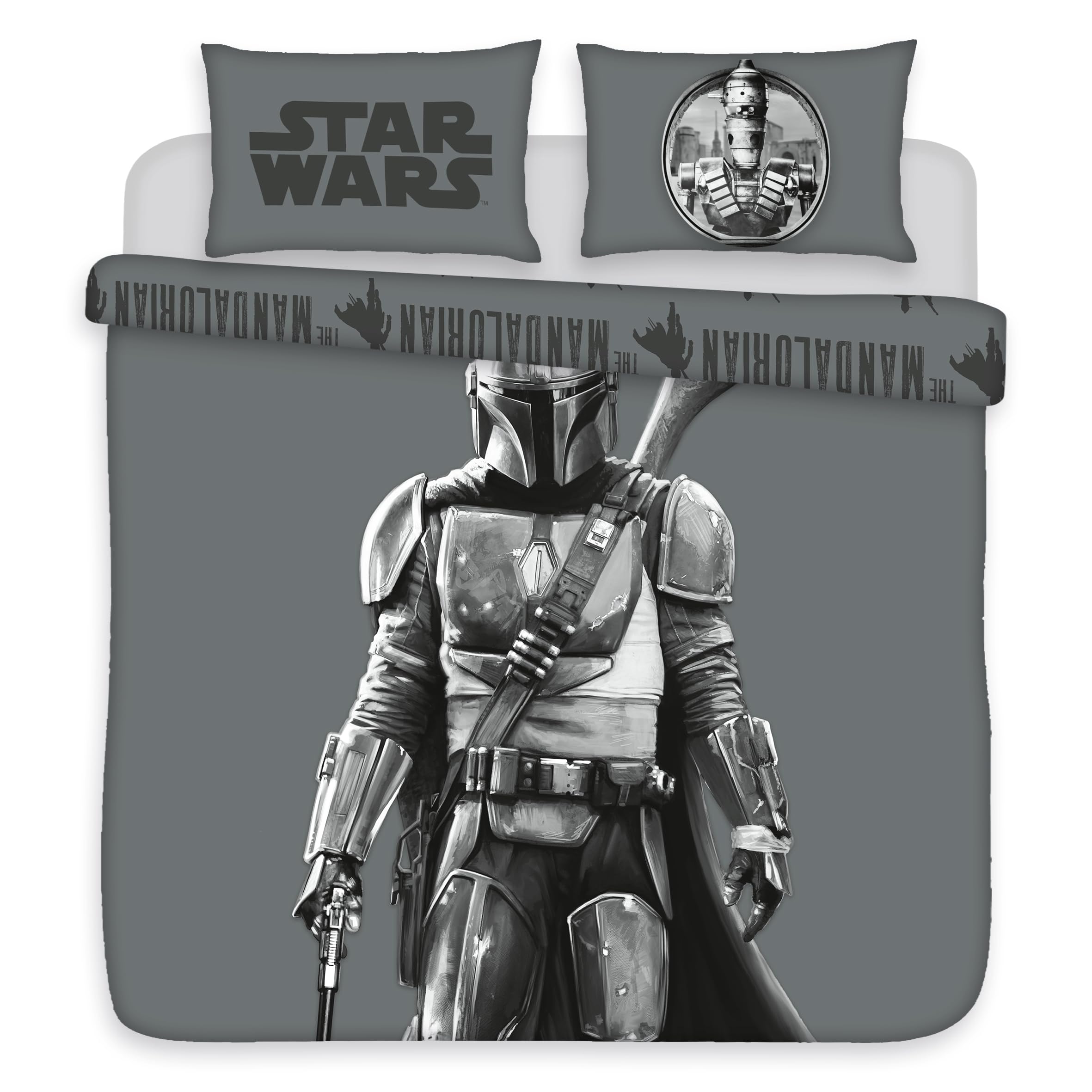 Star Wars Mandalorian Double Duvet Cover Set - Polycotton Bedding - Reversible Bedroom Set, Includes Pillowcase - Officially Licensed