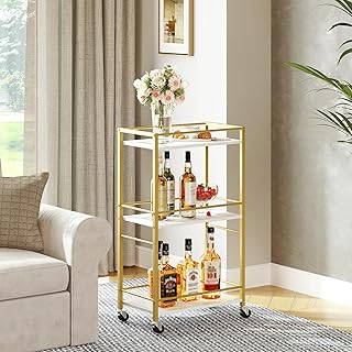 Bar Cart for The Home, 3-Tier Drink Cart on Wheels, Home Bar Serving Car...