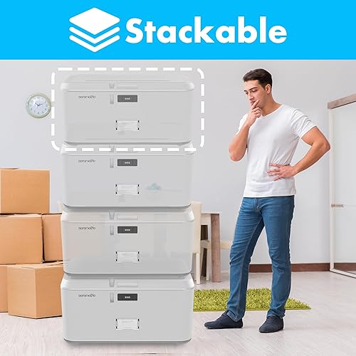 Miniatura 5 de SereneLife Caja de almacenamiento con cerradura, baúl de almacenamiento de capacidad de 21 galones con cerradura de combinación, contenedor de