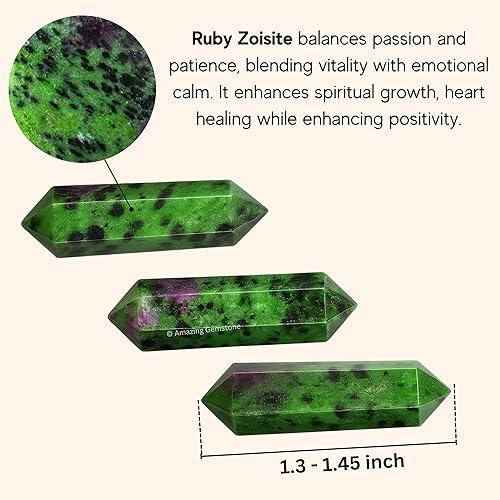 Vista 107 de Amazing Gemstone Puntos de cristal de amatista, cristales curativos y piedras a granel, paquete de 3 puntas curativas de doble terminación