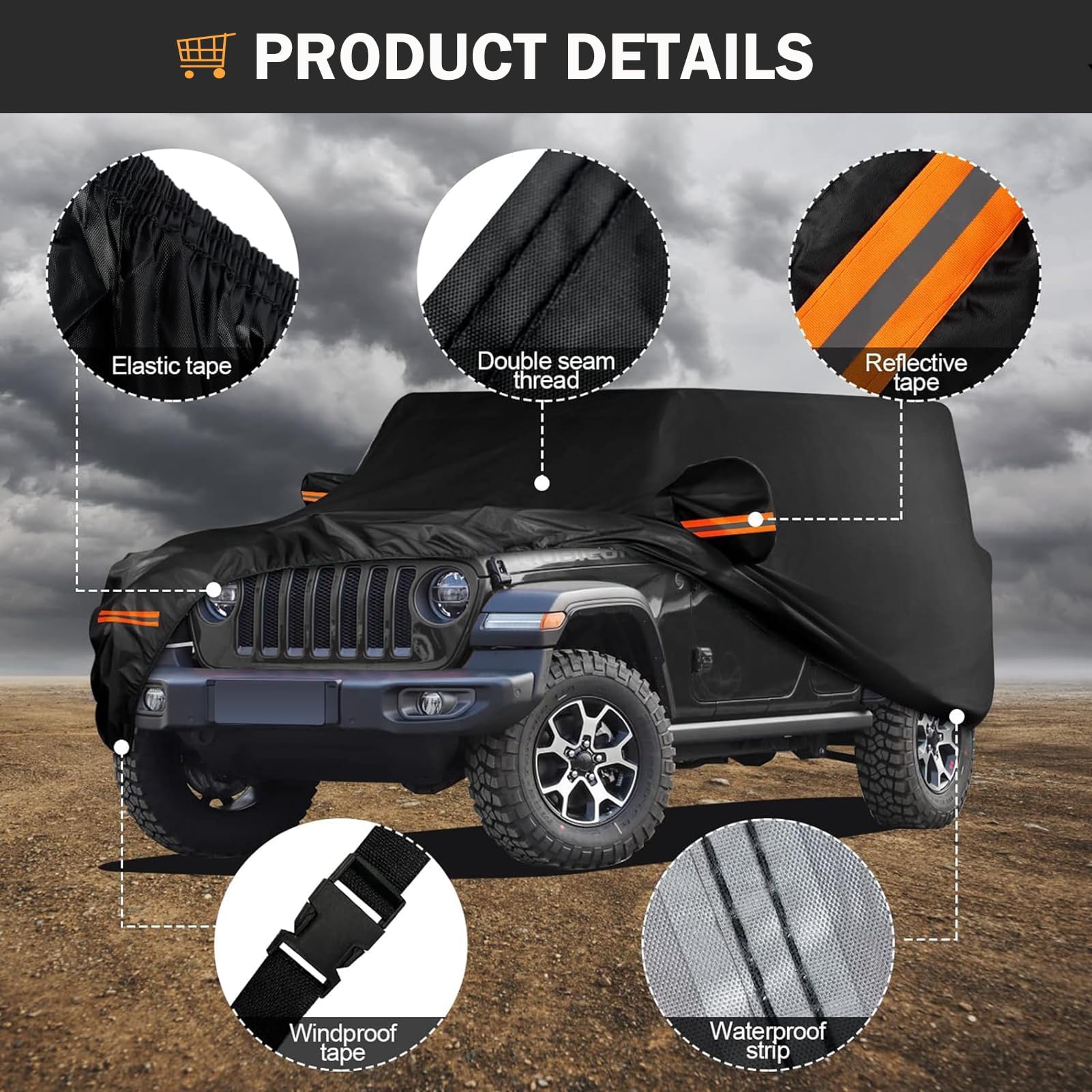 Big Ant Car Cover for Jeep Wrangler 2 Door All Weather Car Cover with Zipper Door Waterproof Outdoor — view 2