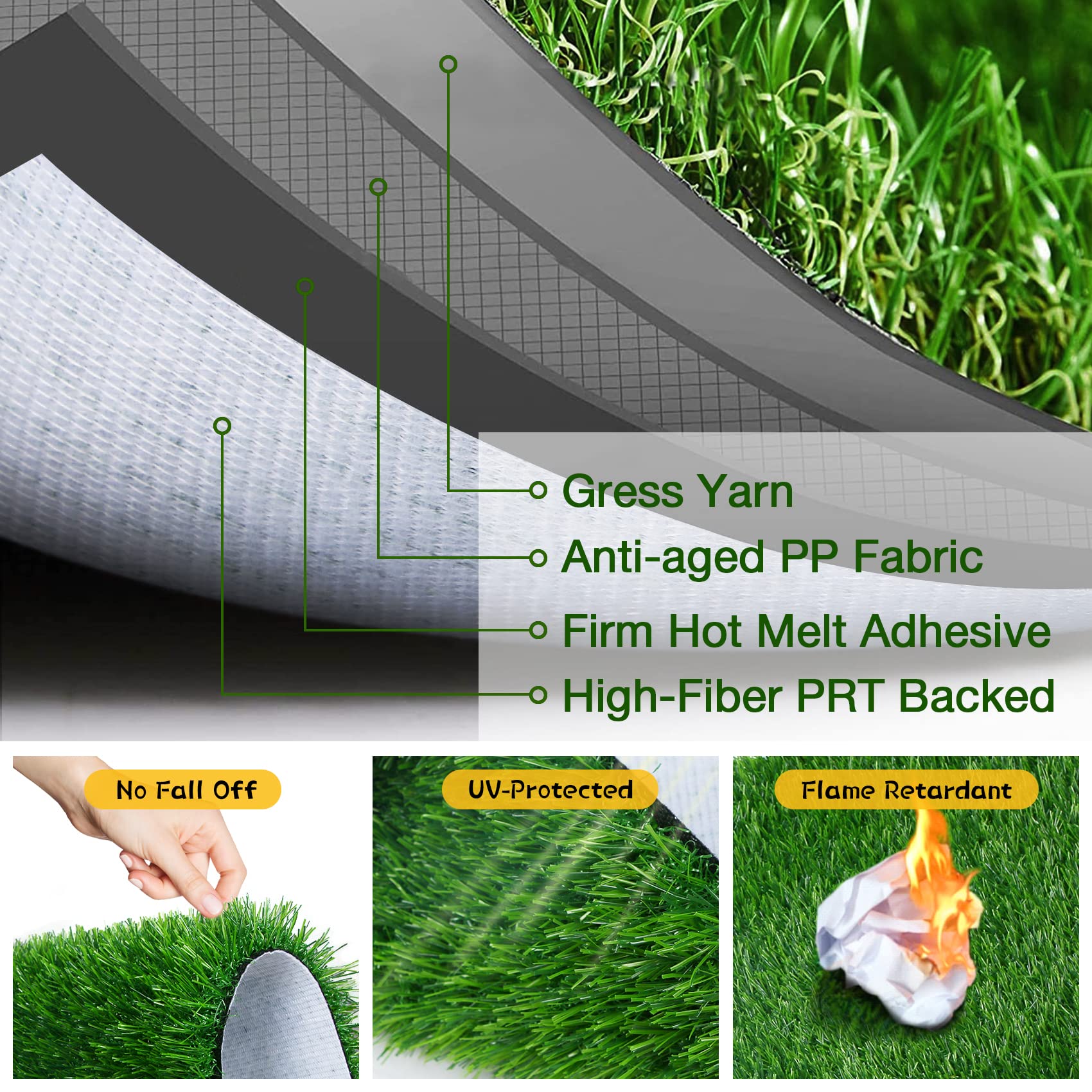 GLOBREEN Tapis d'urine en gazon artificiel pour chiens, 121,9 x 80 cm, adapté aux animaux domestiques, lavable et réutilisable, à haut drainage,