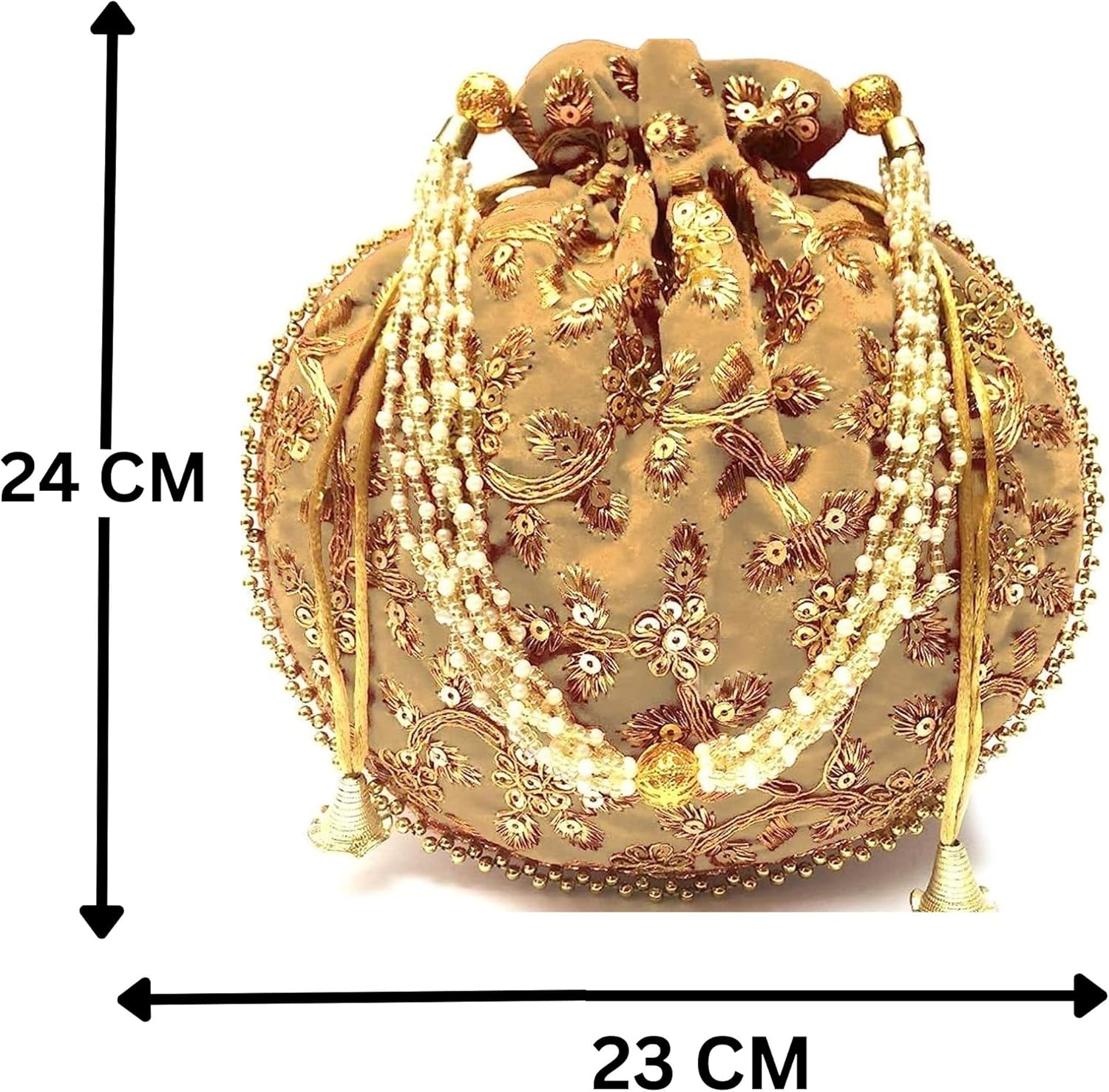 Women's Velvet Embroidered Potli Bag Purse Pouch Drawstring Bag Golden Work Wedding Gift for Women - Image 4