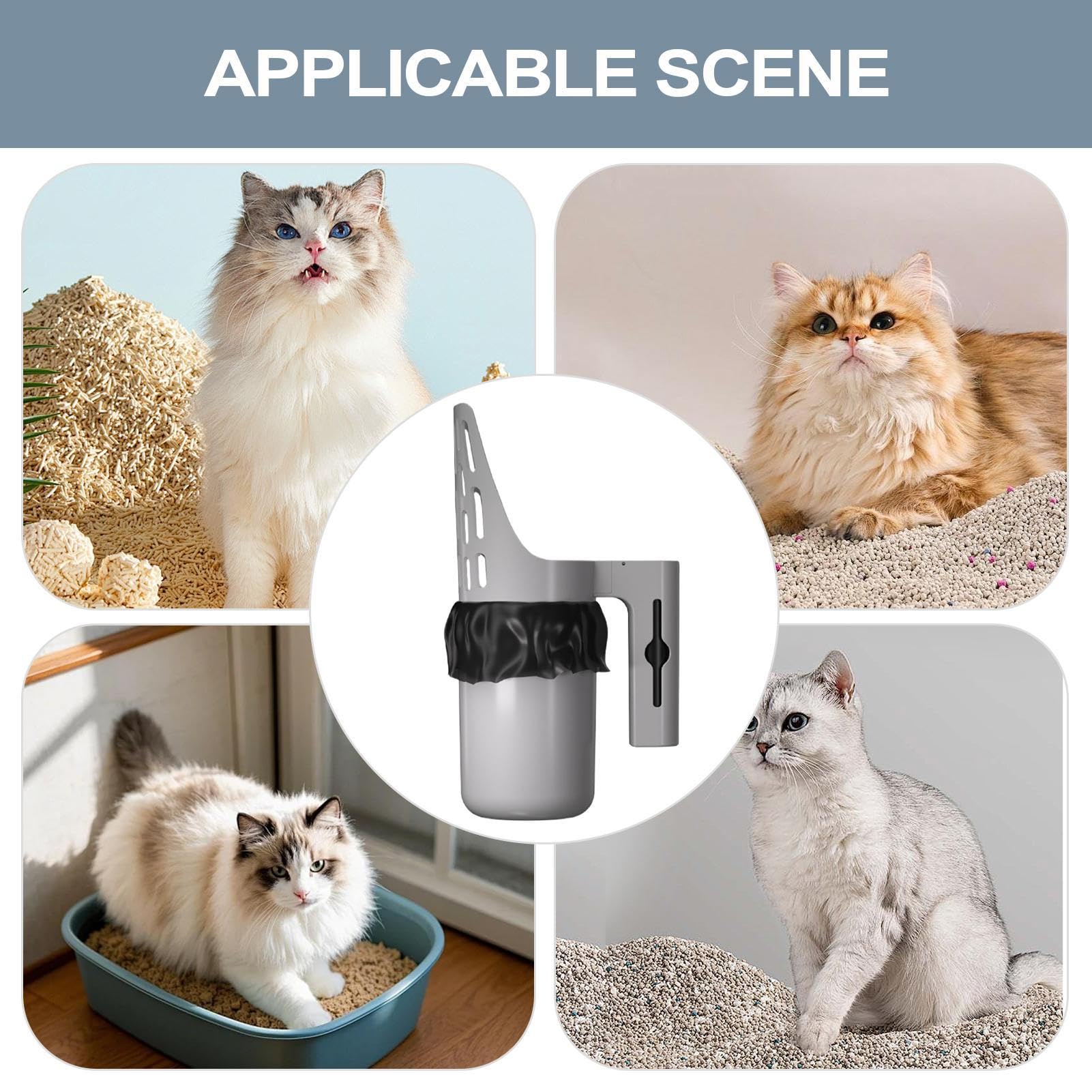 Pala para Arena de Gato, Pala de Arena for Gatos con Bote Basura, Gran Capacidad, Suministros for Mascotas, for el hogar, Interior y Exterior