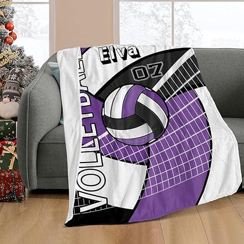 Miniatura 7 de Manta personalizada con nombre y texto, manta personalizada de voleibol deportivo, rojo y amarillo, manta de forro polar suave para regalos de bebé,