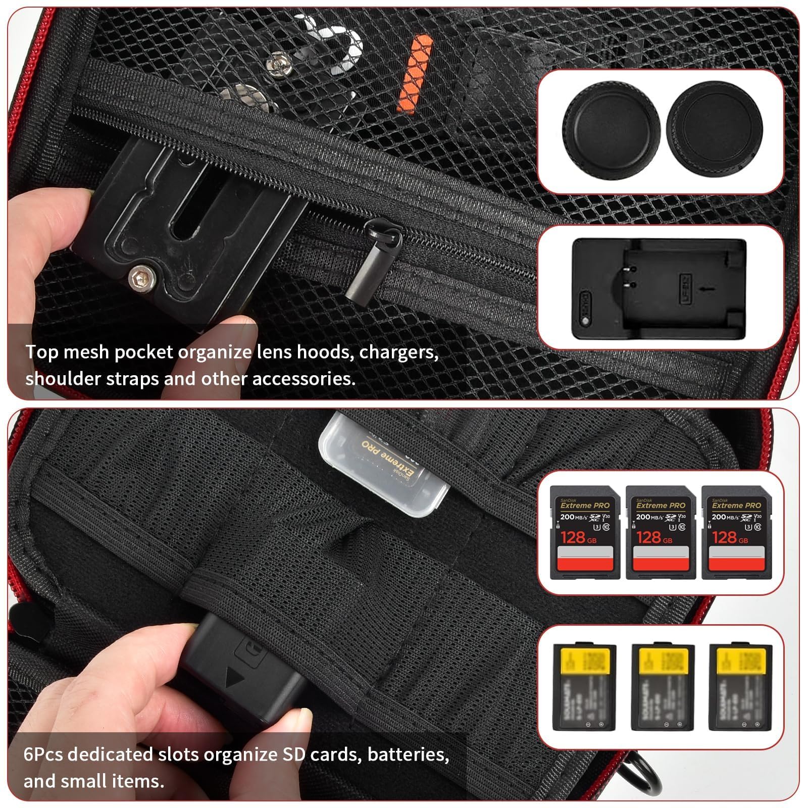 casmilee Custodia per fotocamera digitale mirrorless Sony Alpha ZV-E10 Alpha a6400/ a6700/ a6100/ a6000/ a6600/ a6500, borsa da viaggio rigida con tracolla per obiettivi e accessori (nero, M)