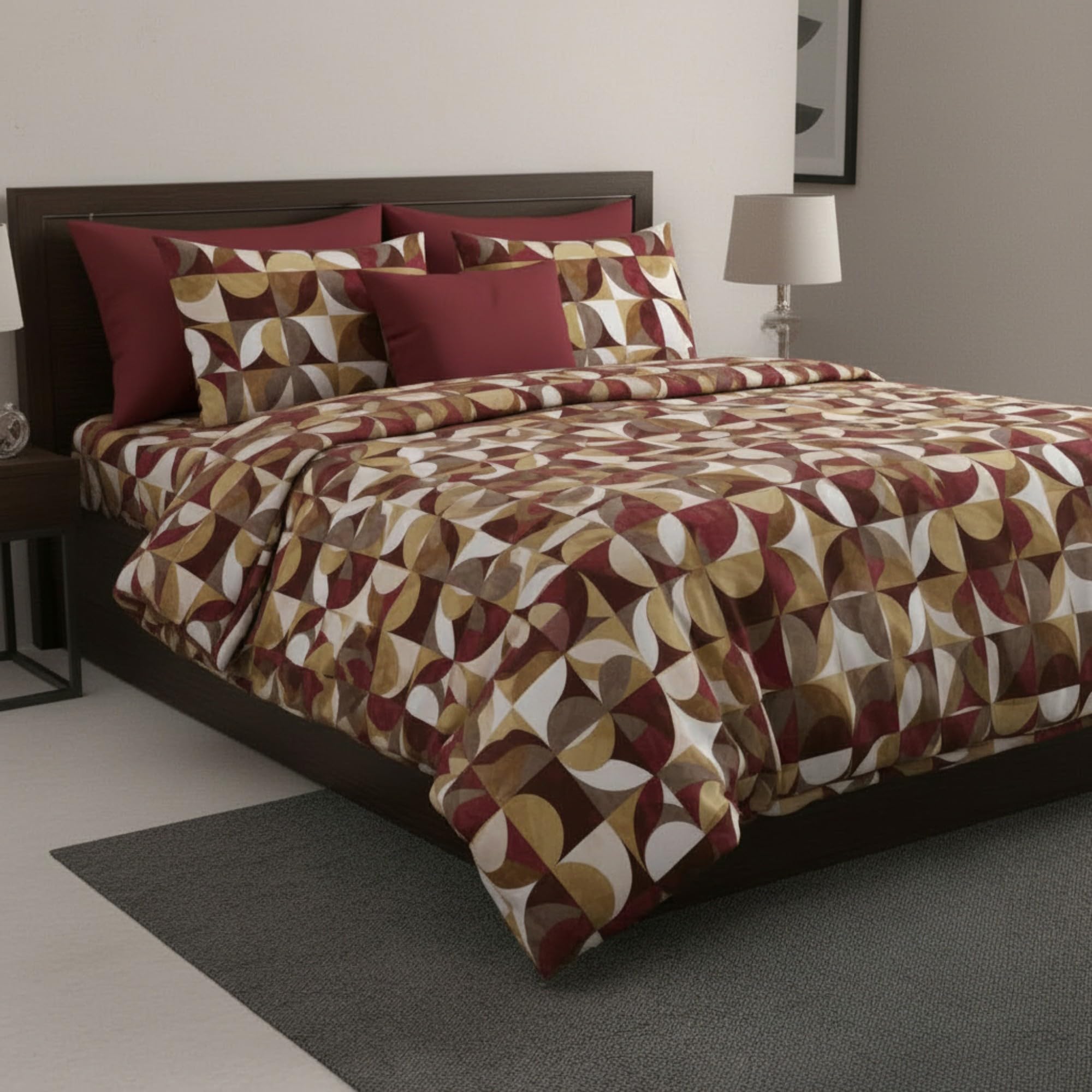 L'Emporio Casa Parure Copripiumino di Cotone Setato 100% Effetto Percalle Matrimoniale 250X200+40 cm Made Italy (Kuad)