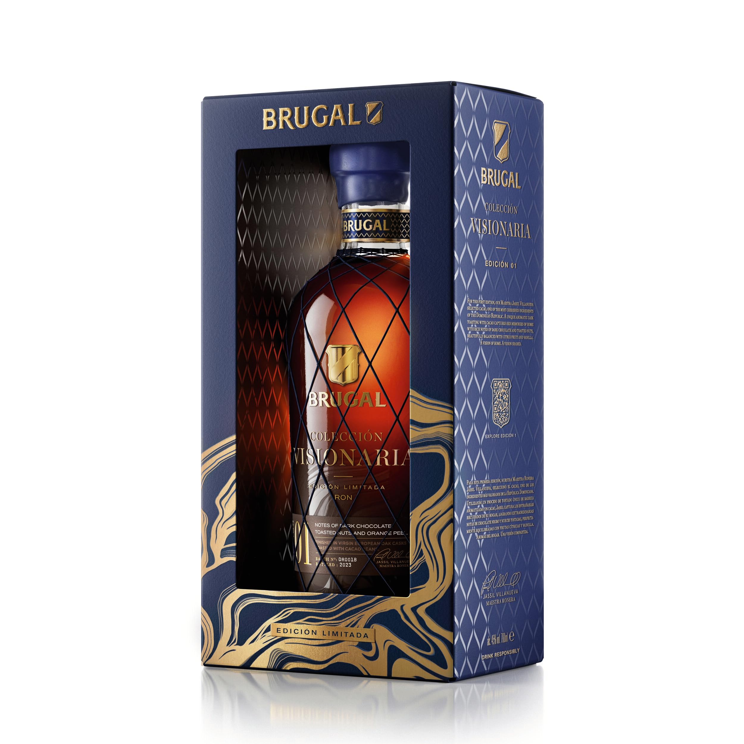 Brugal Coleccion Visionaria Rum, Rum Ricco, Elegante e Rotondo, Senza Zuccheri o Additivi, 700ml