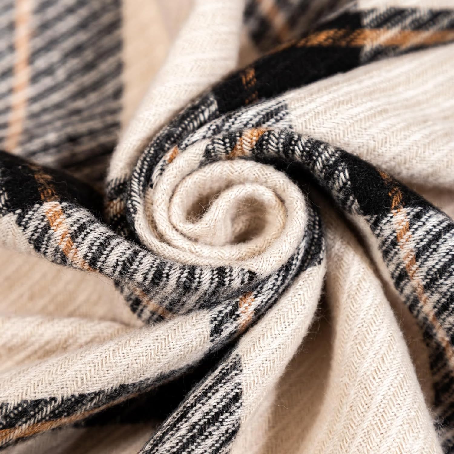 AUSEKALY Winter Women Scarf Soft Cashmere Feel Plaid Shawl Tassels Large Oversized Wrap - Image 3