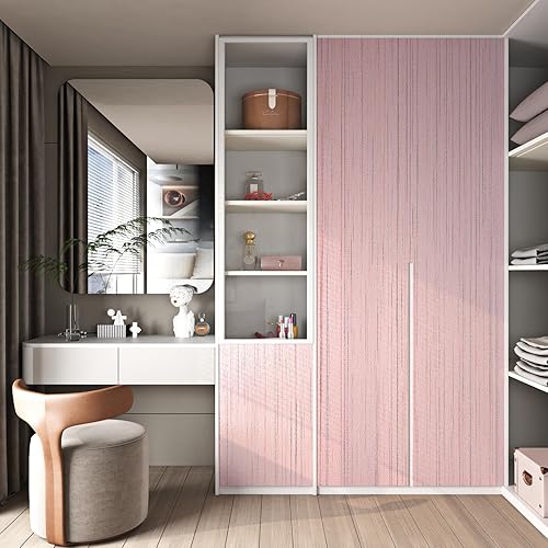 Miniatura 5 de FunStick Papel tapiz autoadhesivo para despegar y pegar, papel tapiz rosa pastel con textura, papel de contacto rosa extraíble para armarios,