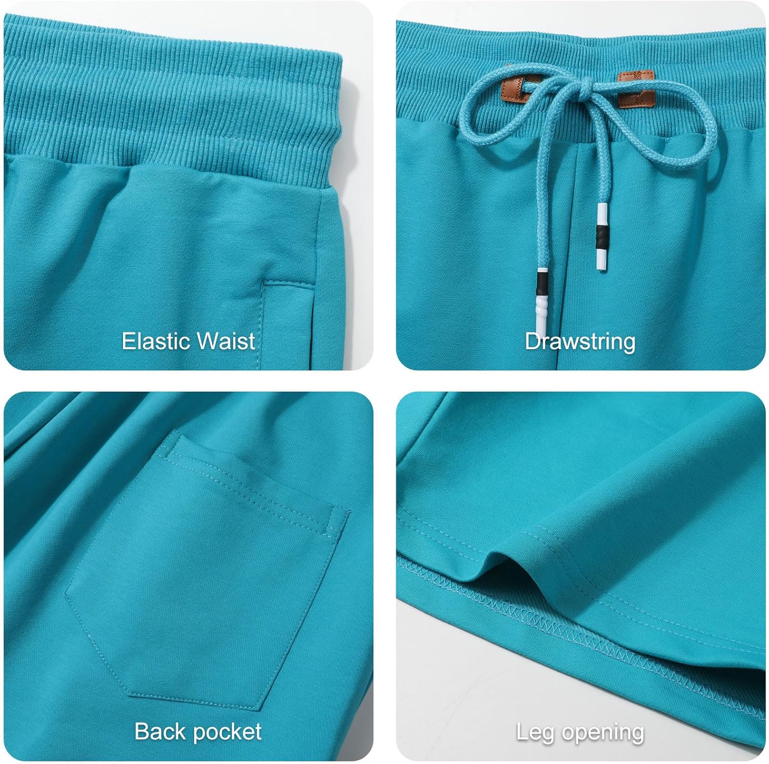 Surenow Men's Jogger Shorts Athletic Workout Shorts Drawstring Casual Lightweight Short for Men with Zipper Pockets Blue/Green