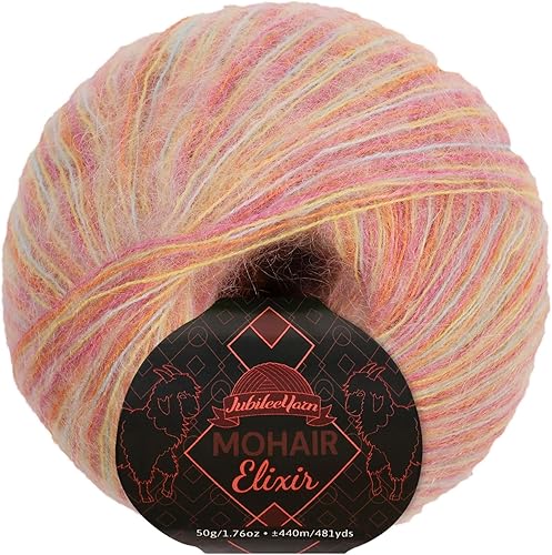 Vista 9 de JubileeYarn Mohair Elixir Yarn - 50 g/madeja Lana mezcla para bebé - Mimosa - 2 madejas 04 Mimosa