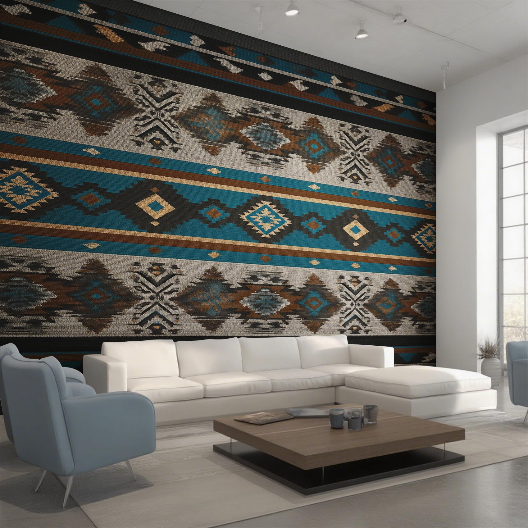Papier peint panoramique aztèque navajo 450x315 cm intissé pour salon