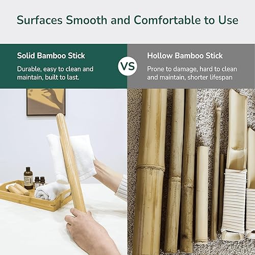 Miniatura 6 de 1 barra de masaje de bambú sólido para moldear el cuerpo, rodillo de masaje de bambú, palos de masaje guasha de bambú, herramientas de masaje de