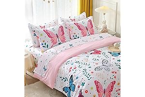 Colorful Girls Butterfly Comforter Set Full Size 7 Piece Bedding Set