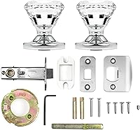 Vista 3 de Perillas de puerta de cristal brillante redondo de diamante de paso roseta redonda de cromo pulido