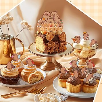 Pack of 25 Capybara Cake Decorations Capybara Cake Decoration Cake Topper Cake Decoration Birthday Cake Topper Set Happy Birthday Cake Topper