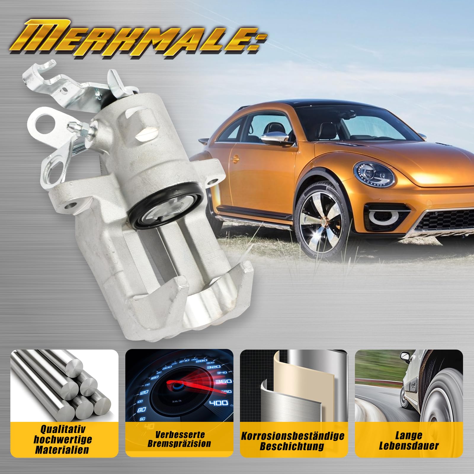 Bremssattel Bremszange Hinten Rechts Kompatibel mit Audi A3|Kompatibel mit VW,EOS,Golf Plus|Kompatibel mit Skoda Octavia II|Kompatibel mit Seat Altea,2003-2019#1K0615424J