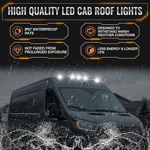 Miniatura 7 de POPMOTORZ Luz LED de marcador de techo de cabina para Dodge RAM PROMASTER 1500 2500 3500 2014-2023 Luces de circulación delantera superior con lente